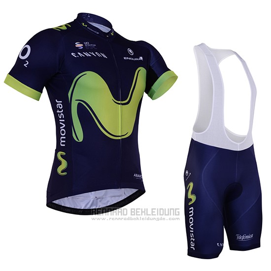 2017 Fahrradbekleidung Movistar Shwarz Trikot Kurzarm und Tragerhose - zum Schließen ins Bild klicken